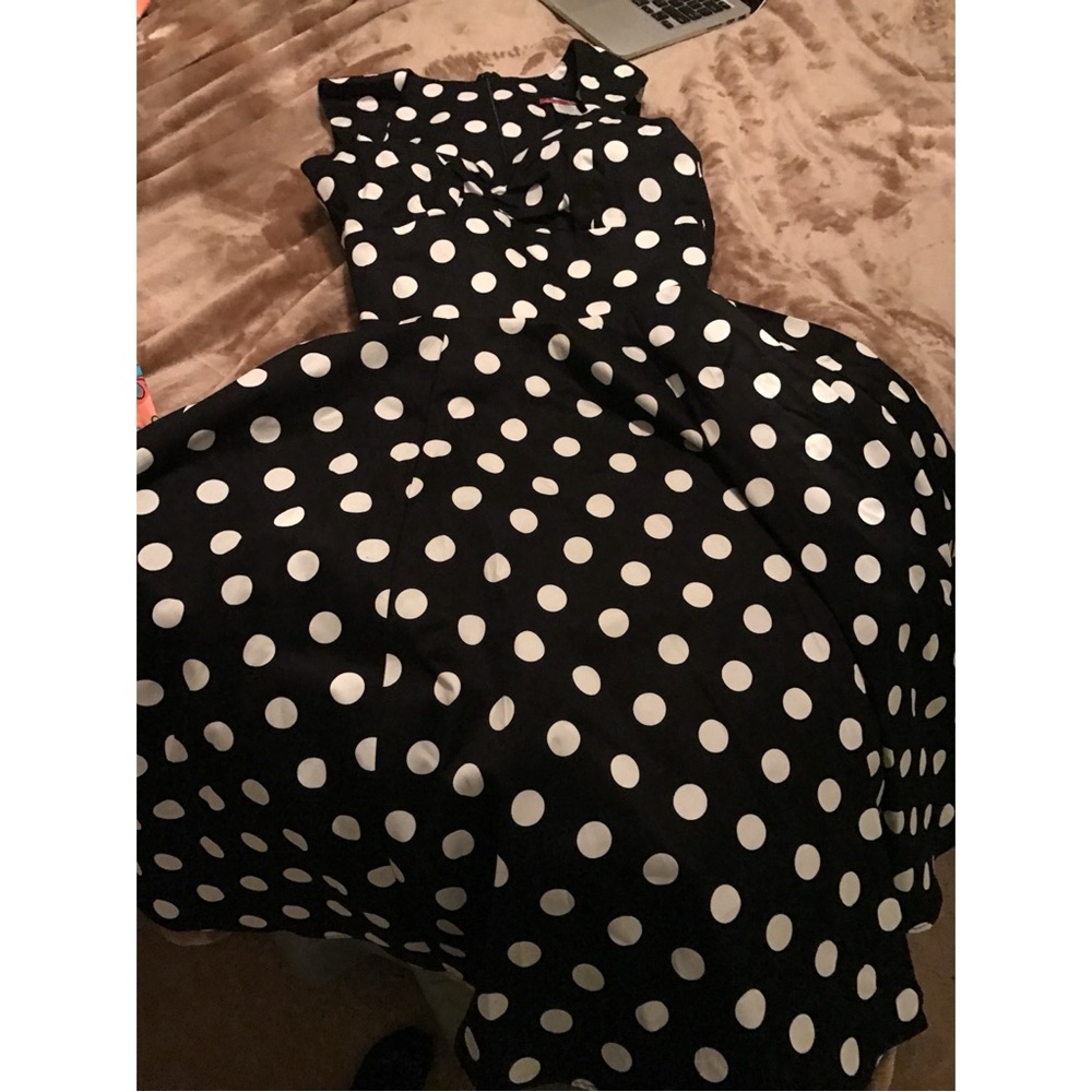 Pinup Couture Black and White Polka Dot Dress - Picture 2 of 2
